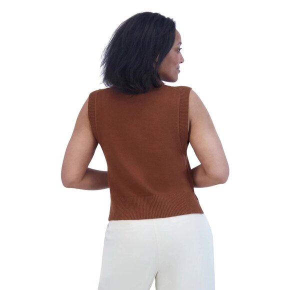 🔥 Closet Sale! French Connection Soft Sleeveless Pullover Sweater Rust L - Picture 2 of 3